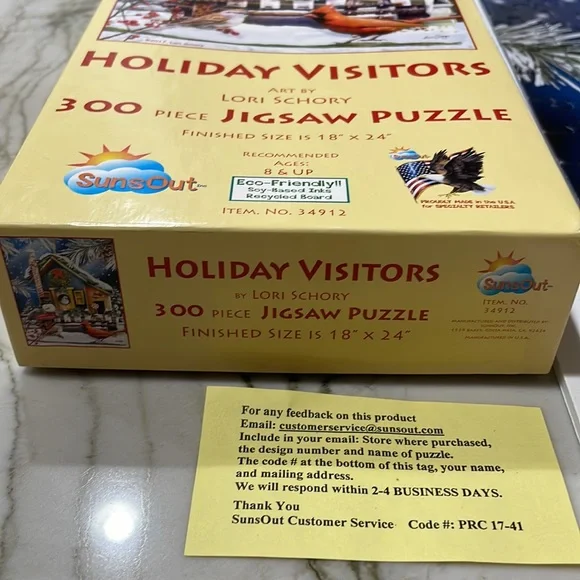 300 Piece Puzzle - Holiday Visitors. Birds and Snowman. LARGE PUZZLE PIECES. - Picture 3 of 5